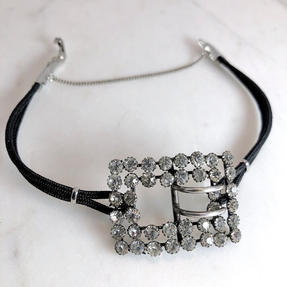 Vintage Pendant Buckle Bracelet, Rhinestones, Vintage Style Watchband